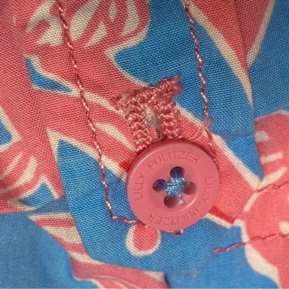 LILLY Pulitzer Girls Shorts Button Tab Blue Pink Crabs Lobsters Fish Ocean Sea - Picture 10 of 11
